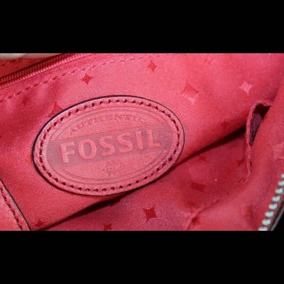 Fossil Marlow Orange Genuine Leather Top Zip Purse Shoulder Bag CrossBody ZB5559 - Picture 6 of 7